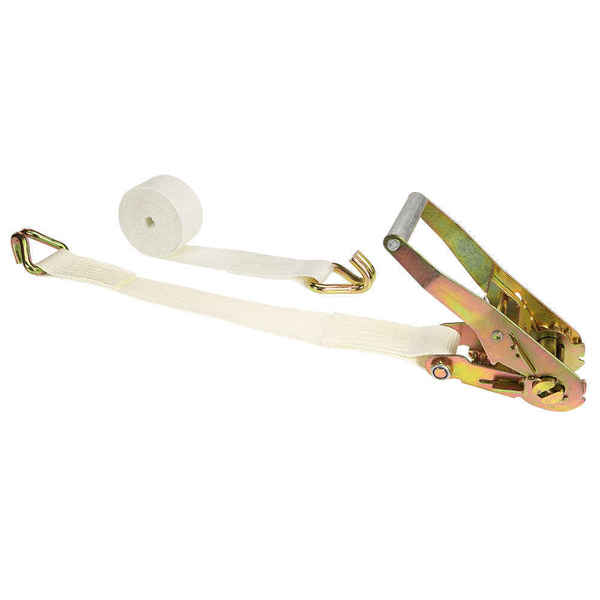 Us Cargo Control 2" x 15' White Tent Ratchet Strap w/ Double J Wire Hooks 5015WH-WHT